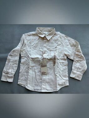Muji Kids 100% cotton cream button-down shirt